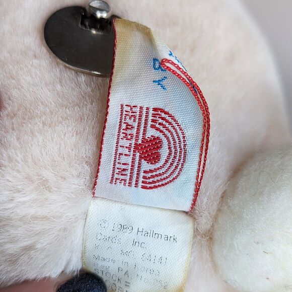 Hallmark Plush HEARTLINE Bunny Rabbit Pink Stuffed Plush 1989 Musical Wind Up 7" - Picture 10 of 11